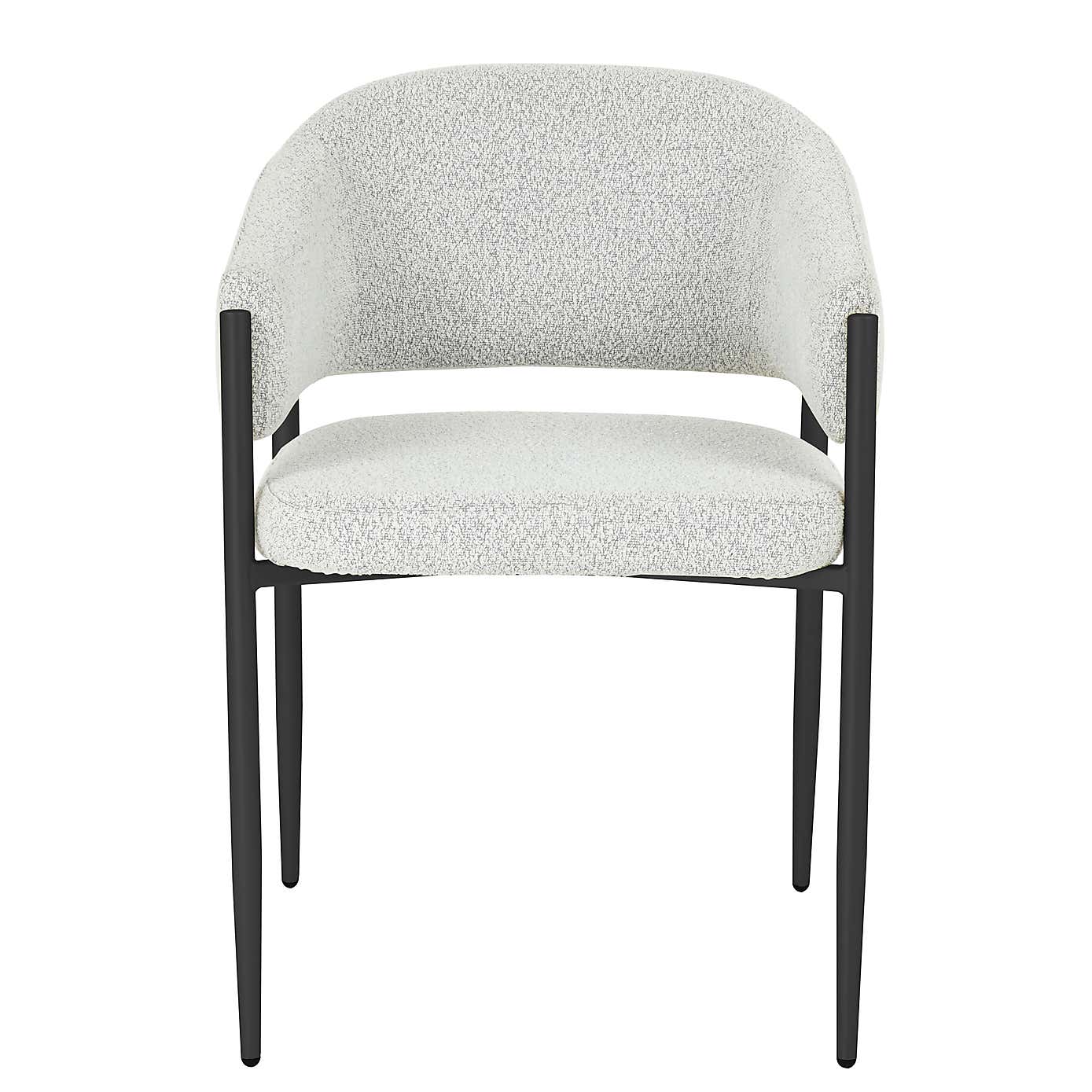 Set of 2 Indus Valley Herbie Curved Back Boucle Dining Chairs