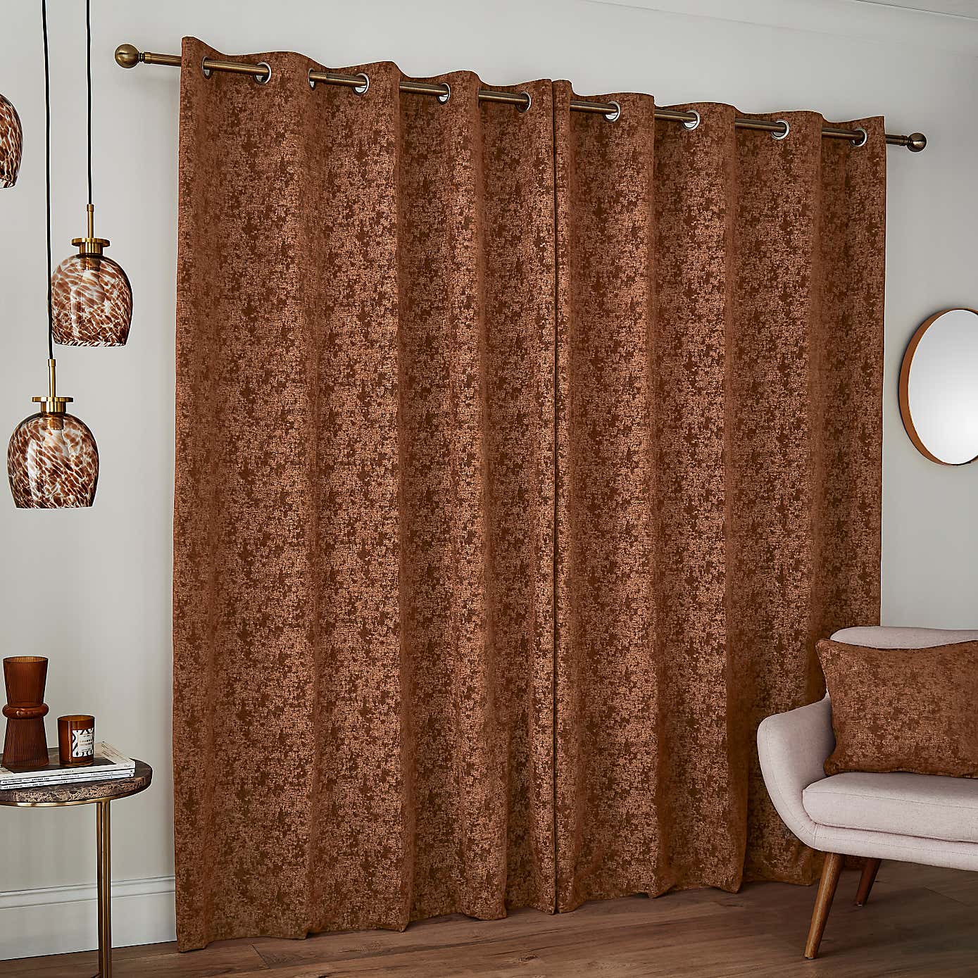 Mottled Chenille Eyelet Curtains