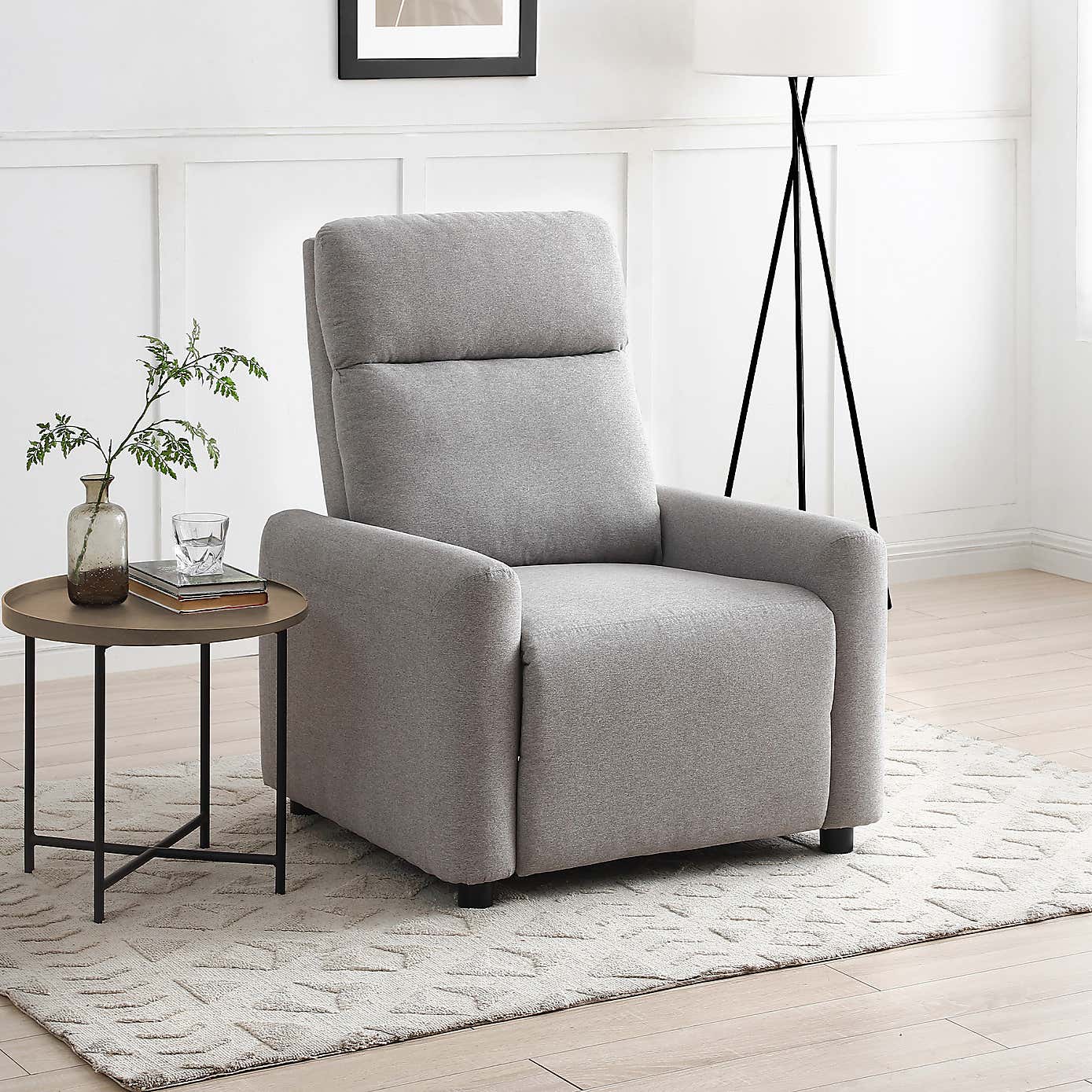 Riley Faux Wool Recliner Chair, Grey