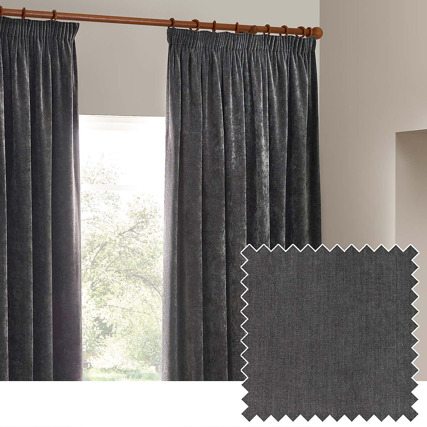Yard Heavy Chenille Pencil Pleat Curtains