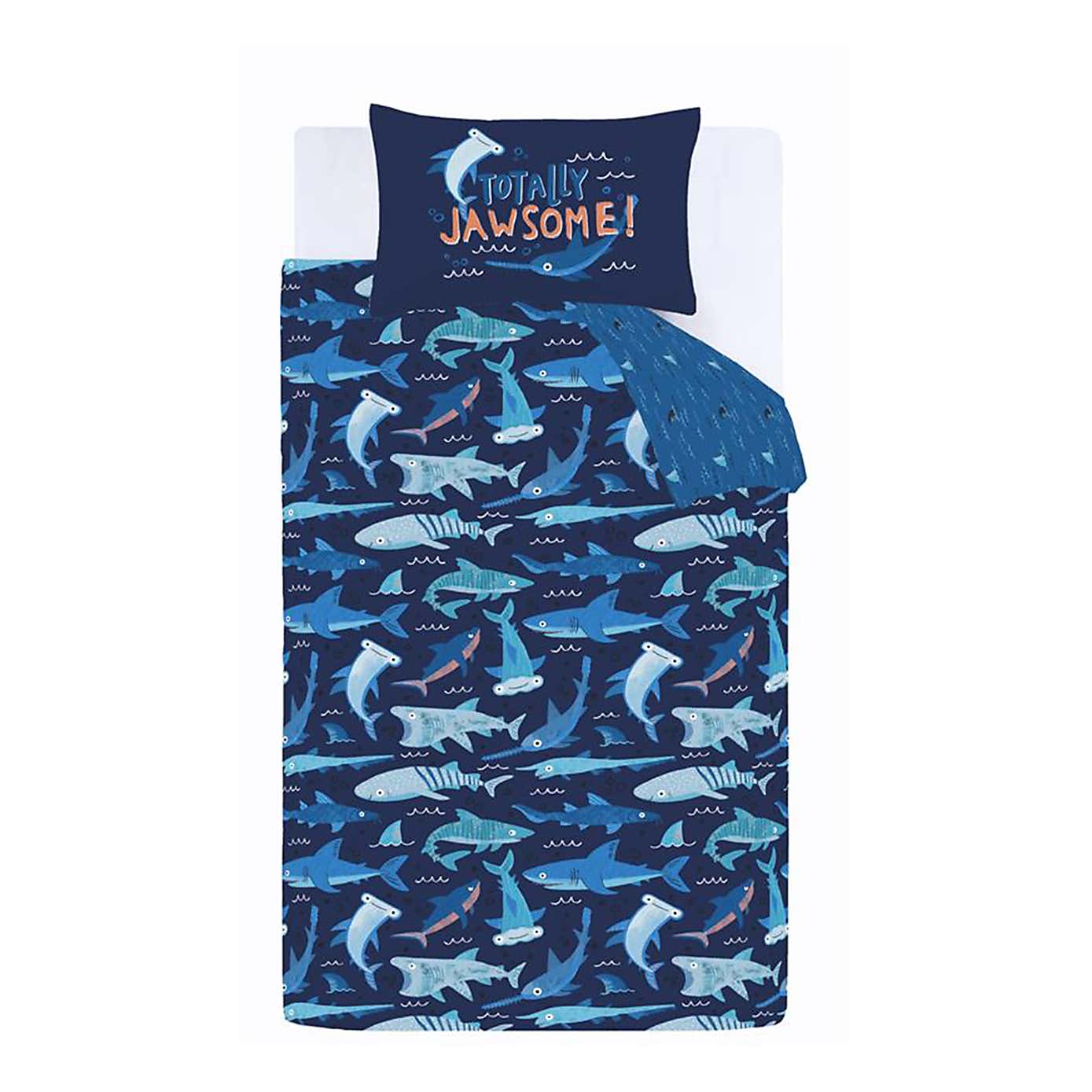 Catherine Lansfield Jawsome Shark Polycotton Duvet Cover & Pillowcase Set