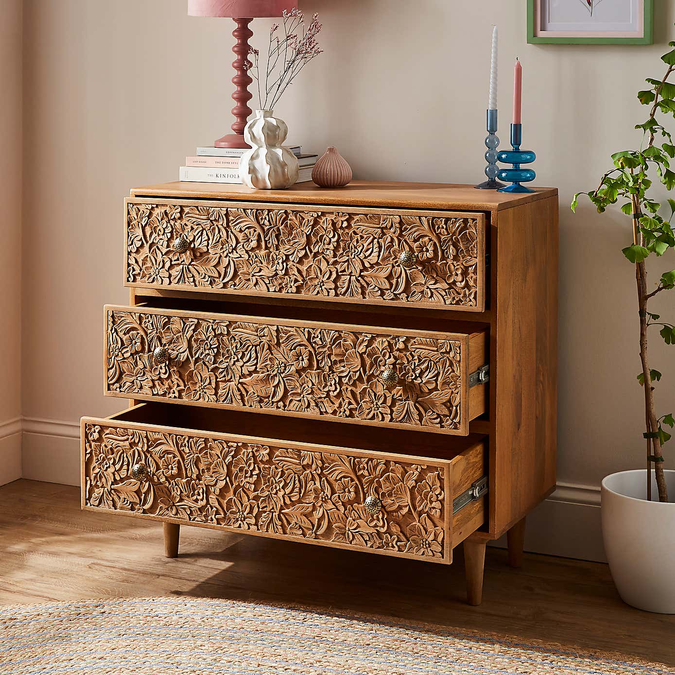 Jules Hand Carved 3 Drawer Chest