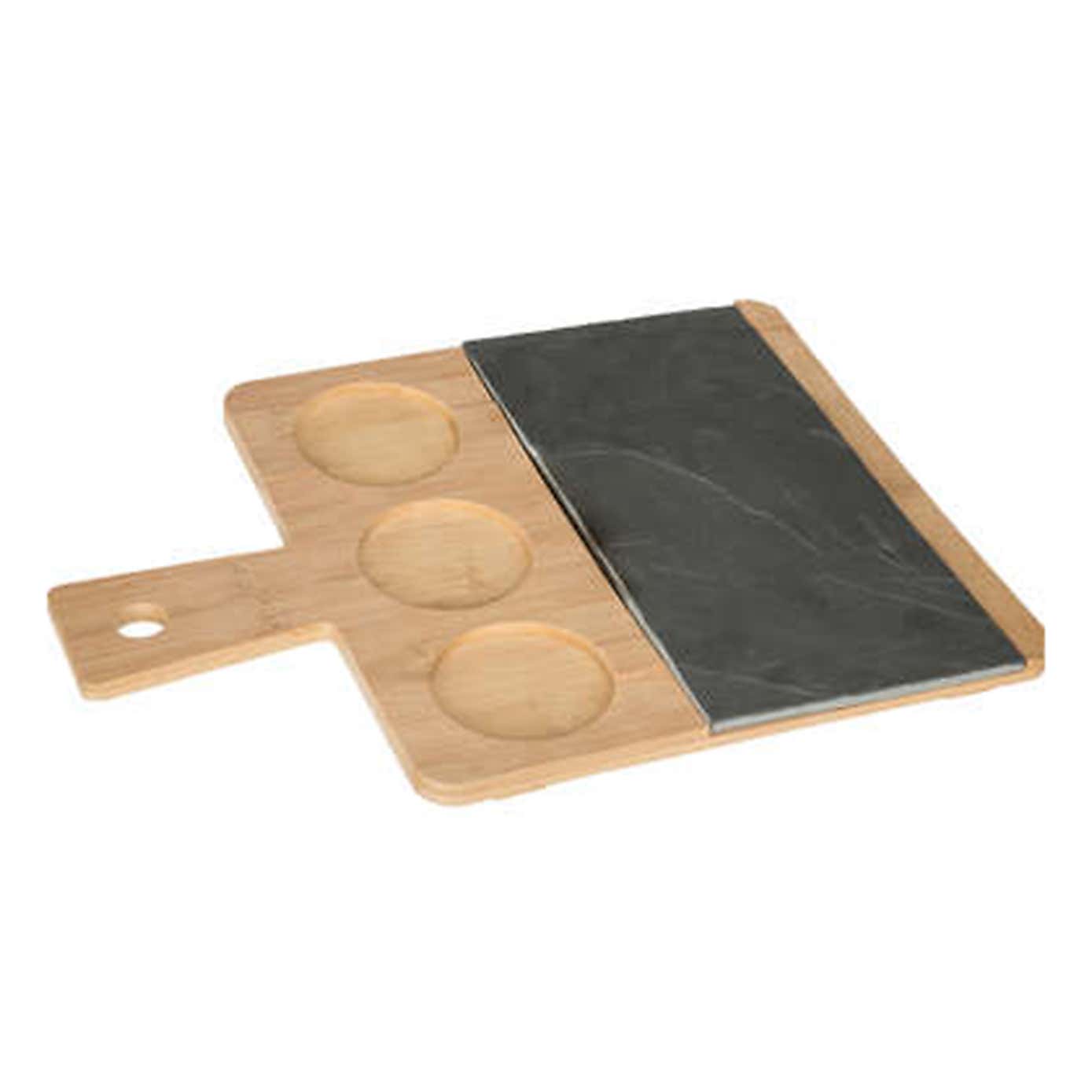 Slate & Bamboo Serving Board Set
