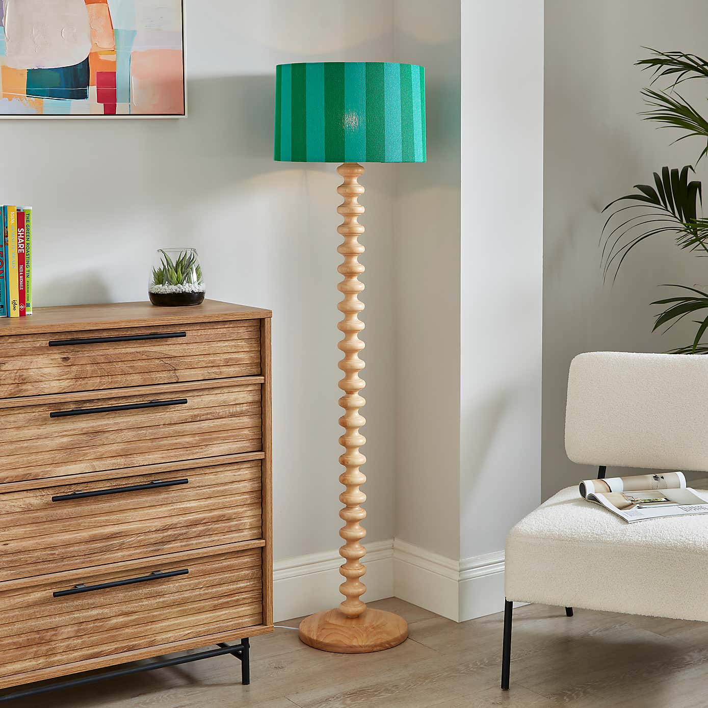 Beatrice Stripe Drum Lamp Shade