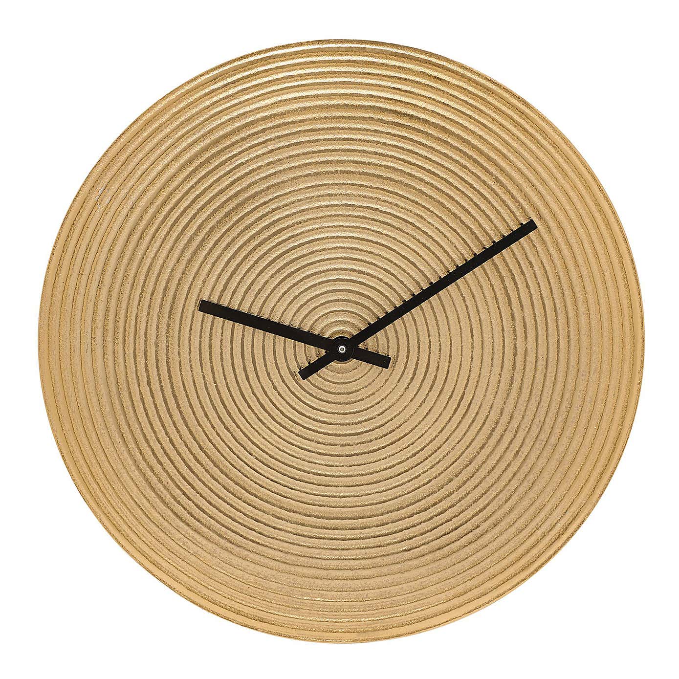 Interval Grooved Gold Metal Wall Clock