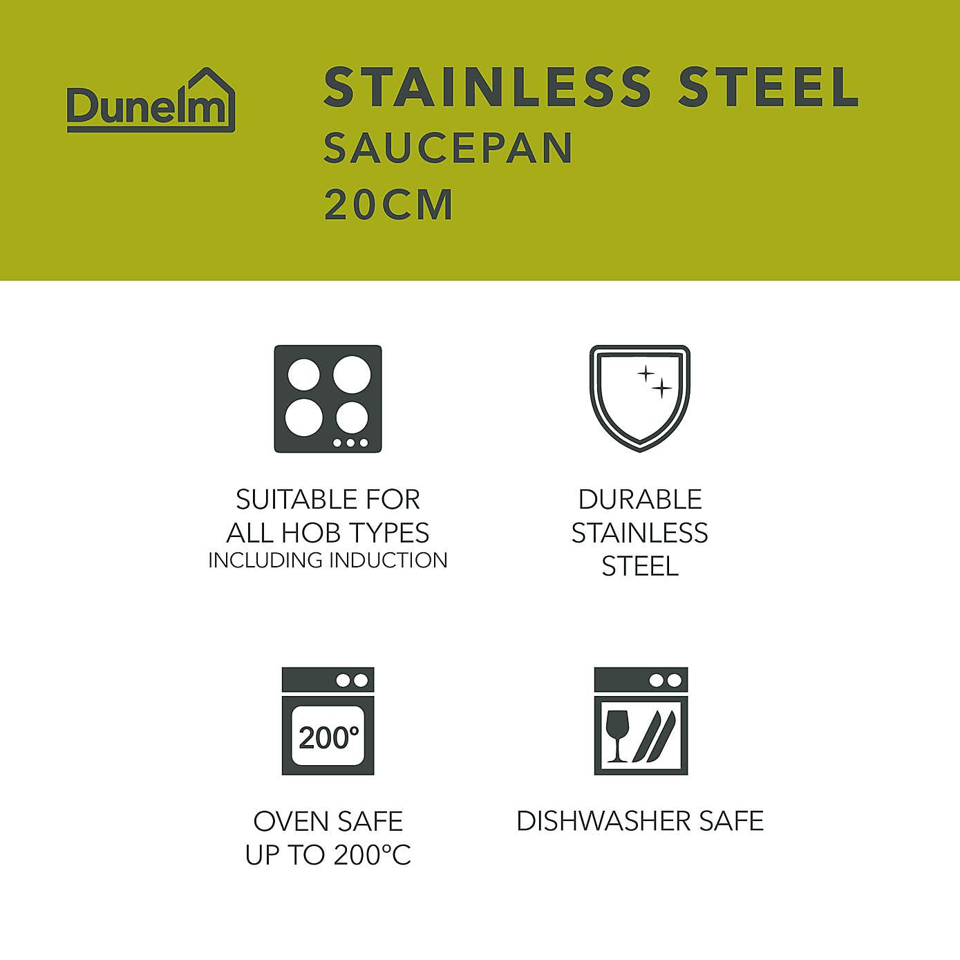 Essentials Stainless Steel Saucepan, 20cm