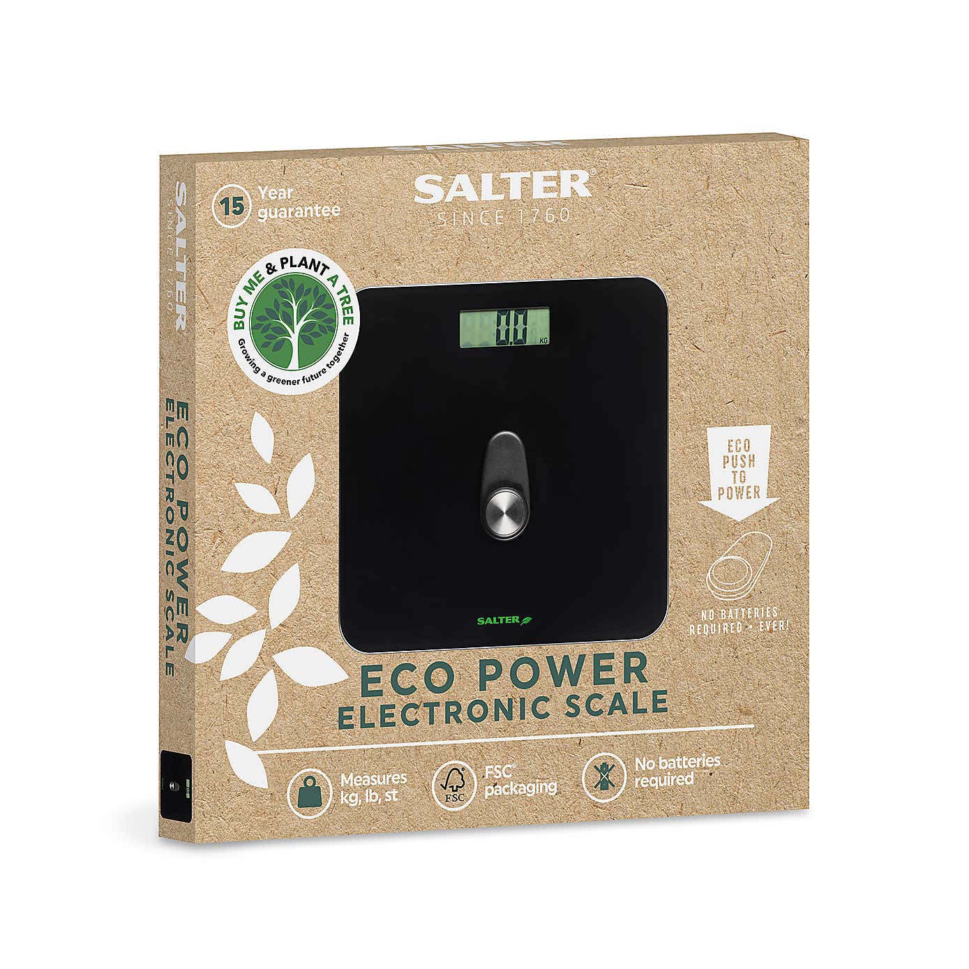 Salter Black Eco Power Bathroom Scale