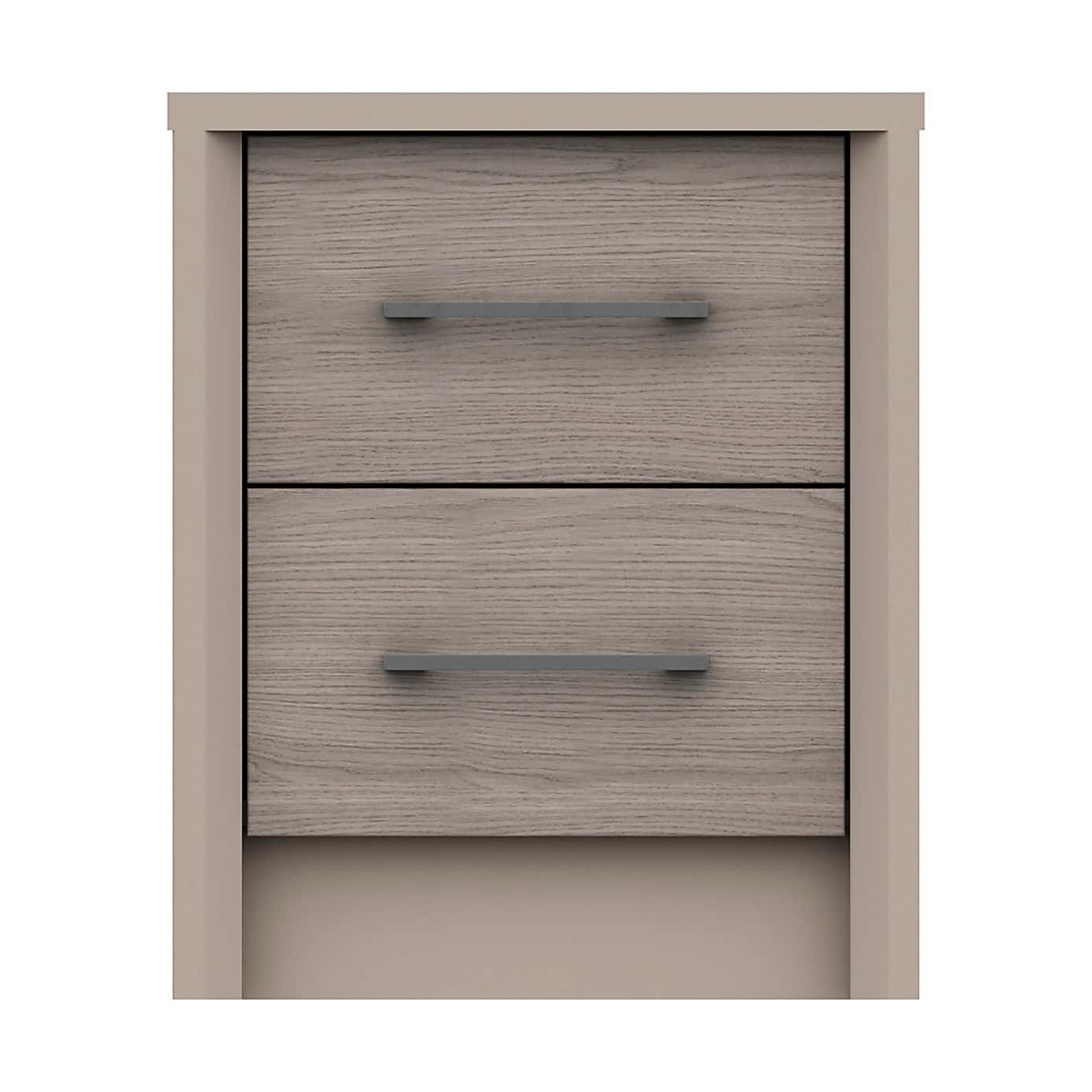 Dolan Grey Oak Effect 2 Drawer Bedside Table