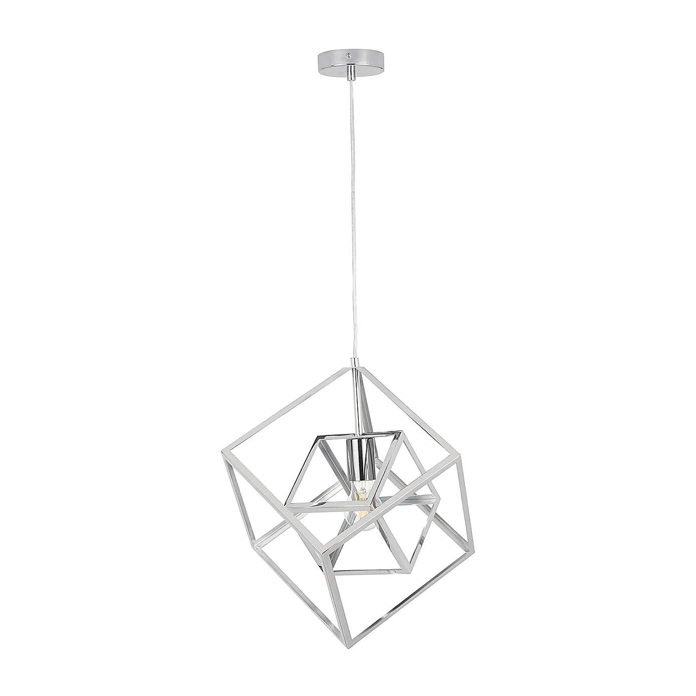 Alessio Metal Cube Pendant, Nickel