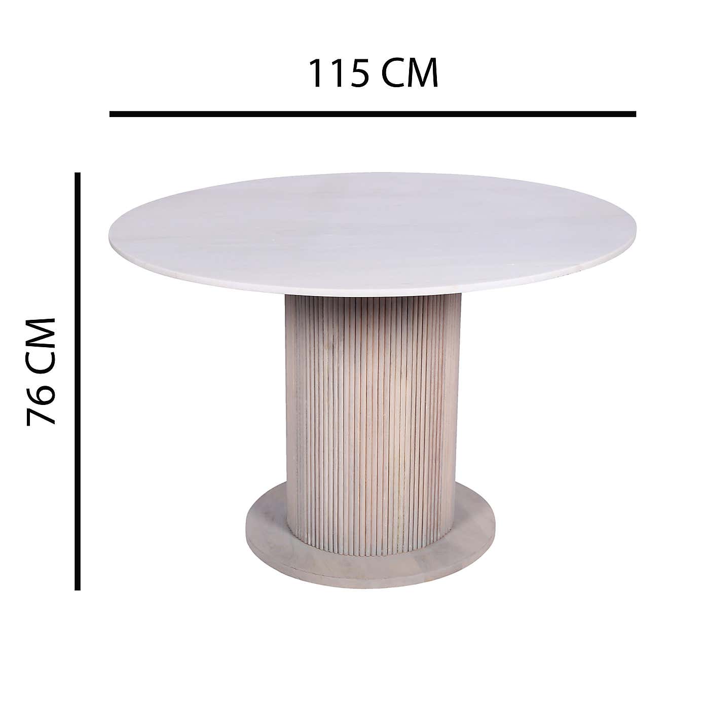 Indus Valley Cleo Round 4 Seater Dining Table with 4 Cleo Dining Chairs