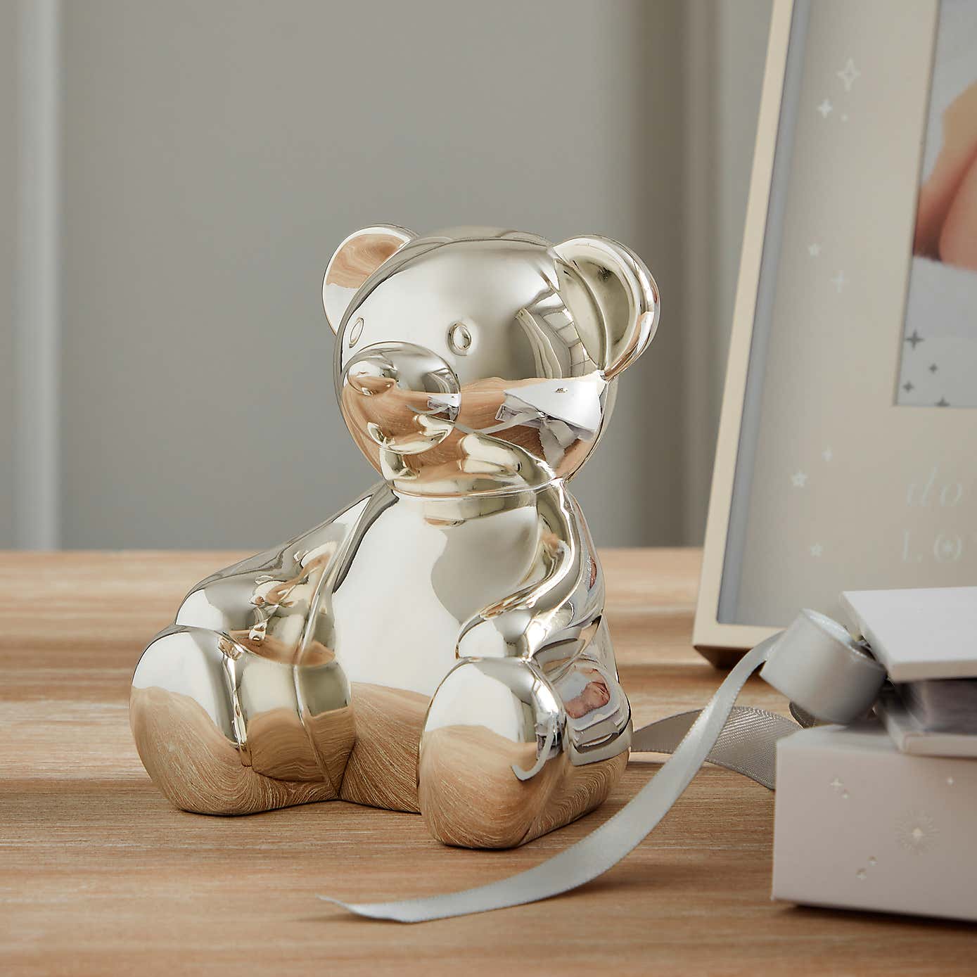 Bambino Silver Plated Teddy Bear Money Box