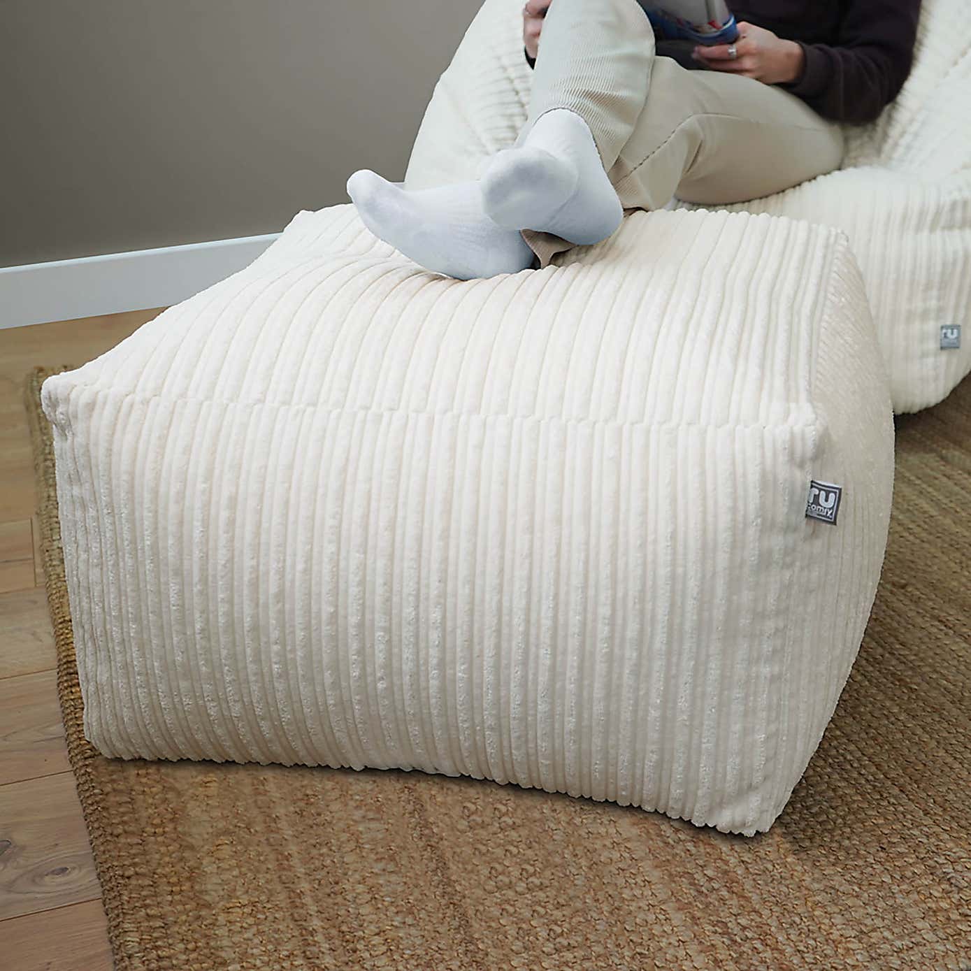 Ru Comfy Jumbo Cord Bean Bag Ottoman