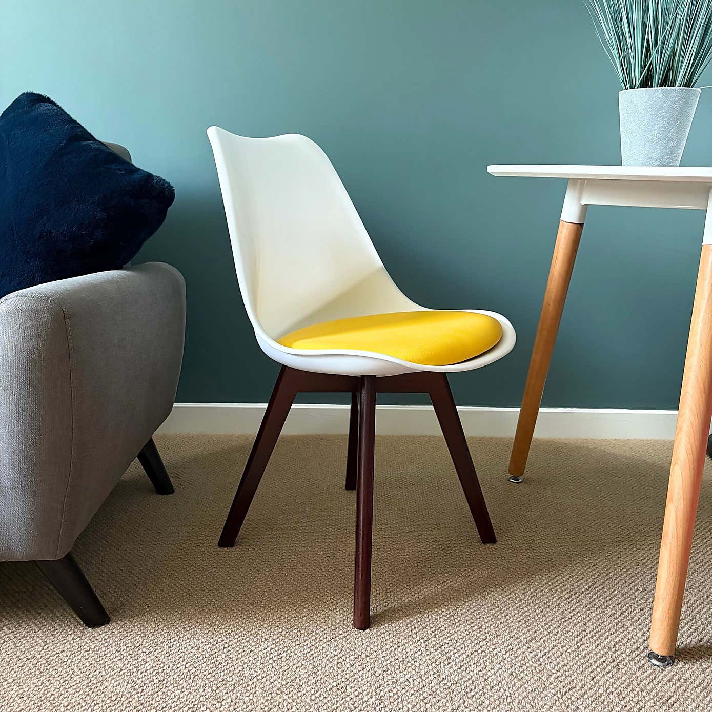 Fusion Living Soho White Plastic Dining Chair with Squared Legs