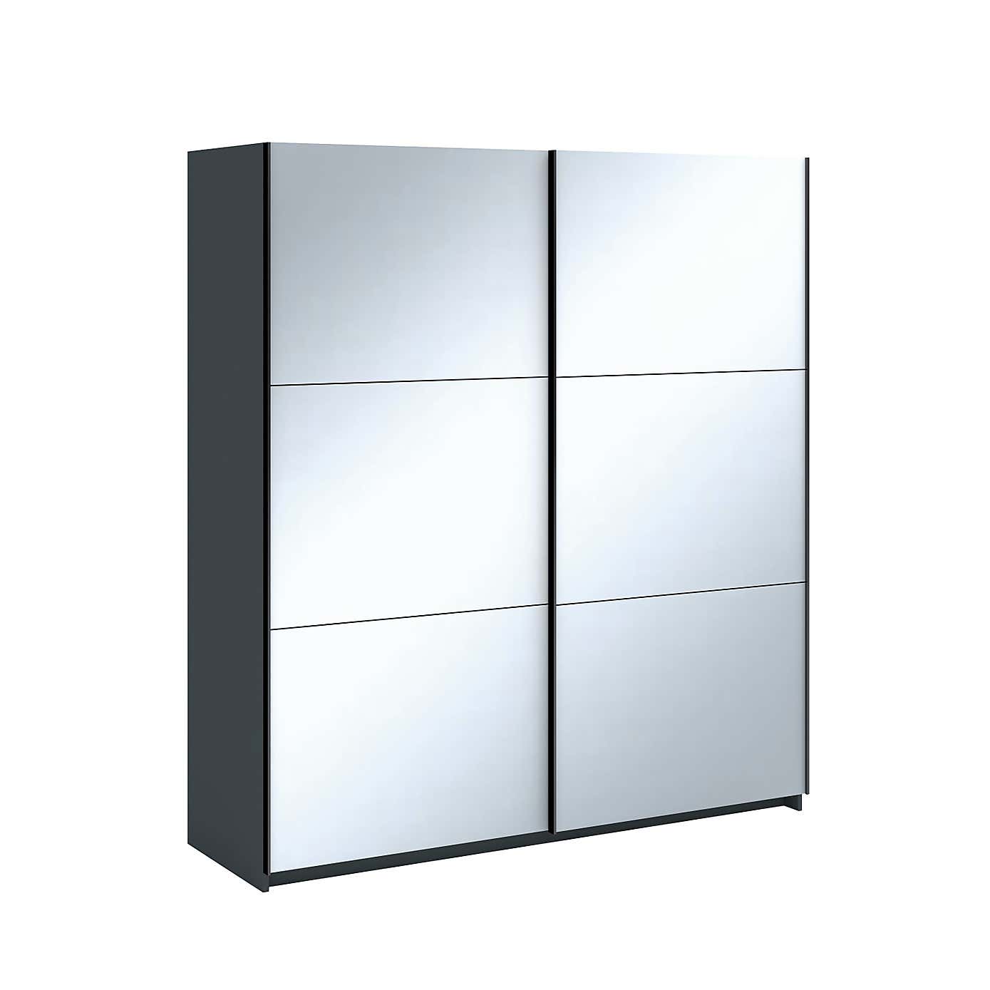 Norland Anthracite 2 Door Sliding Full Mirrored Wardrobe
