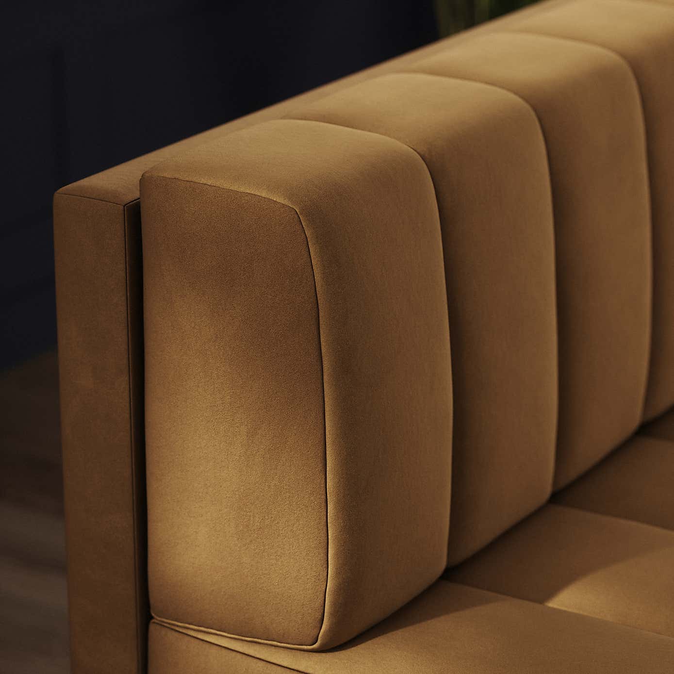 Amali Corner Dining Bench, Matte Plush Velvet