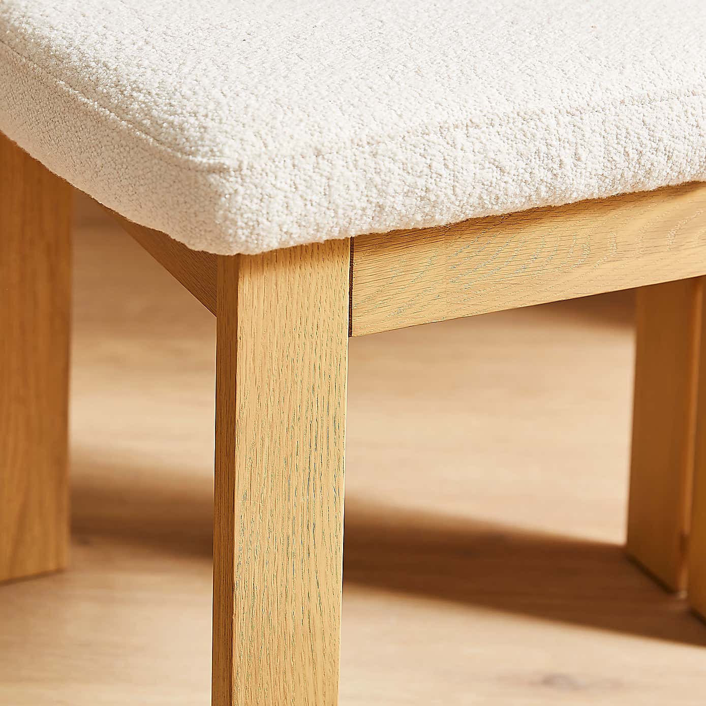 Lovato Dining Chair Stained Oak, Ivory Boucle