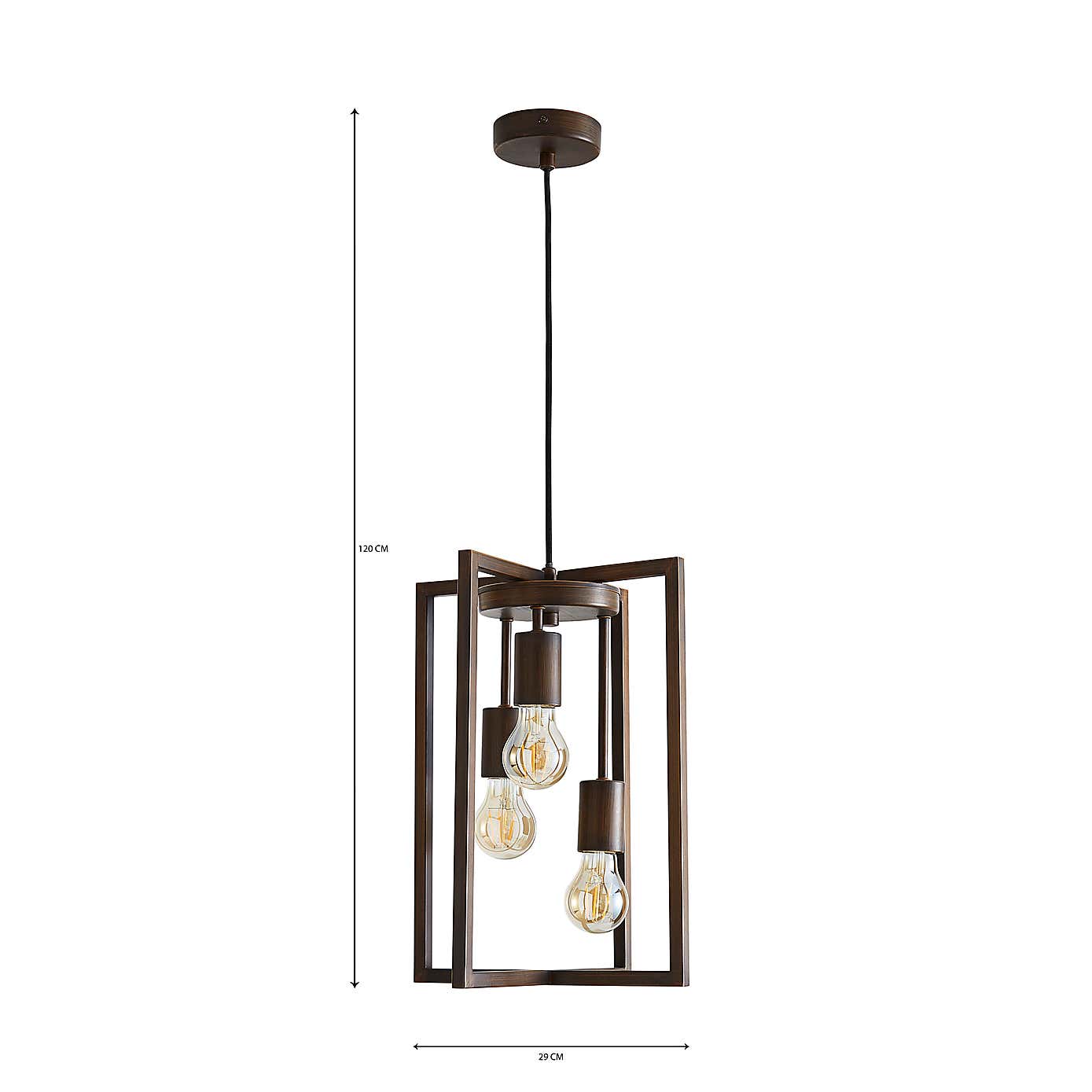 London 3 Light Bronze Industrial Pendant fitting