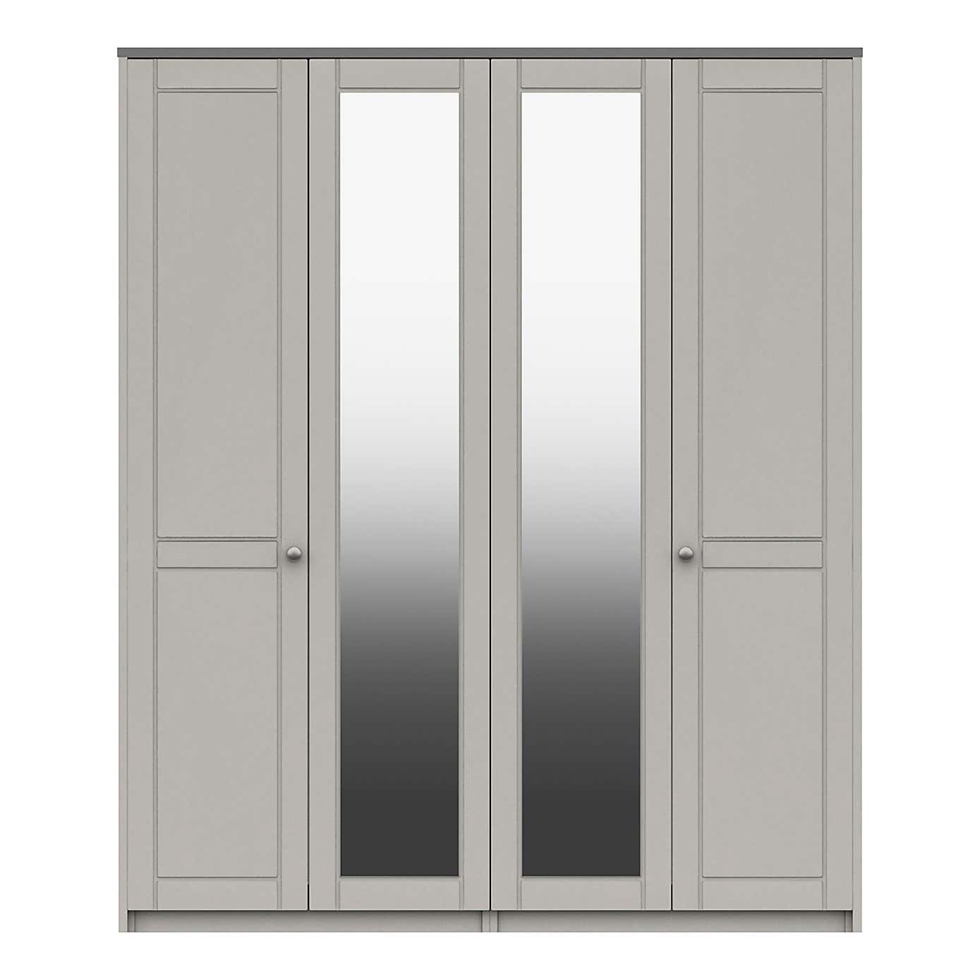 Darwin Grey 4 Door Mirrored Wardrobe