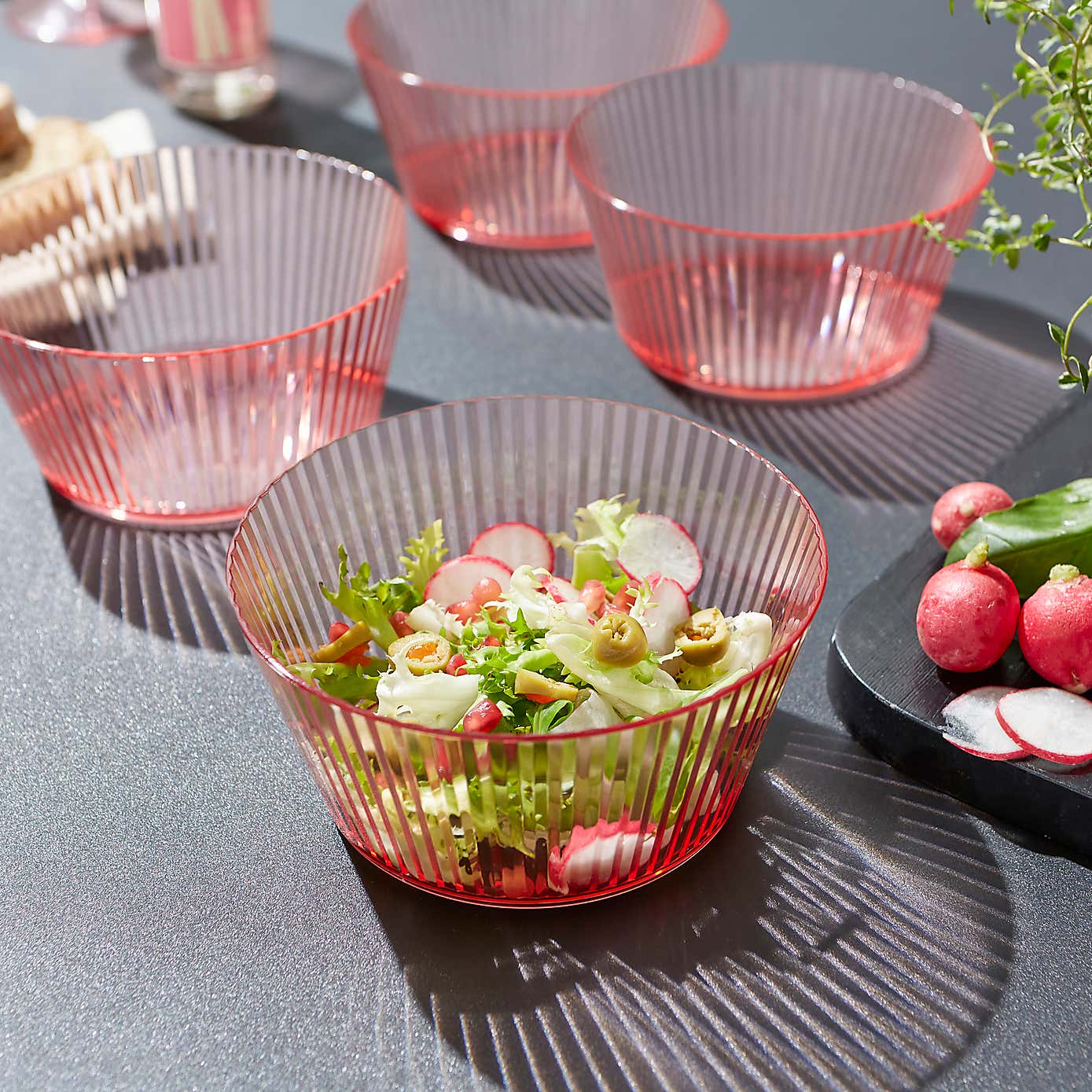 Ribbed Acrylic Salad Bowl