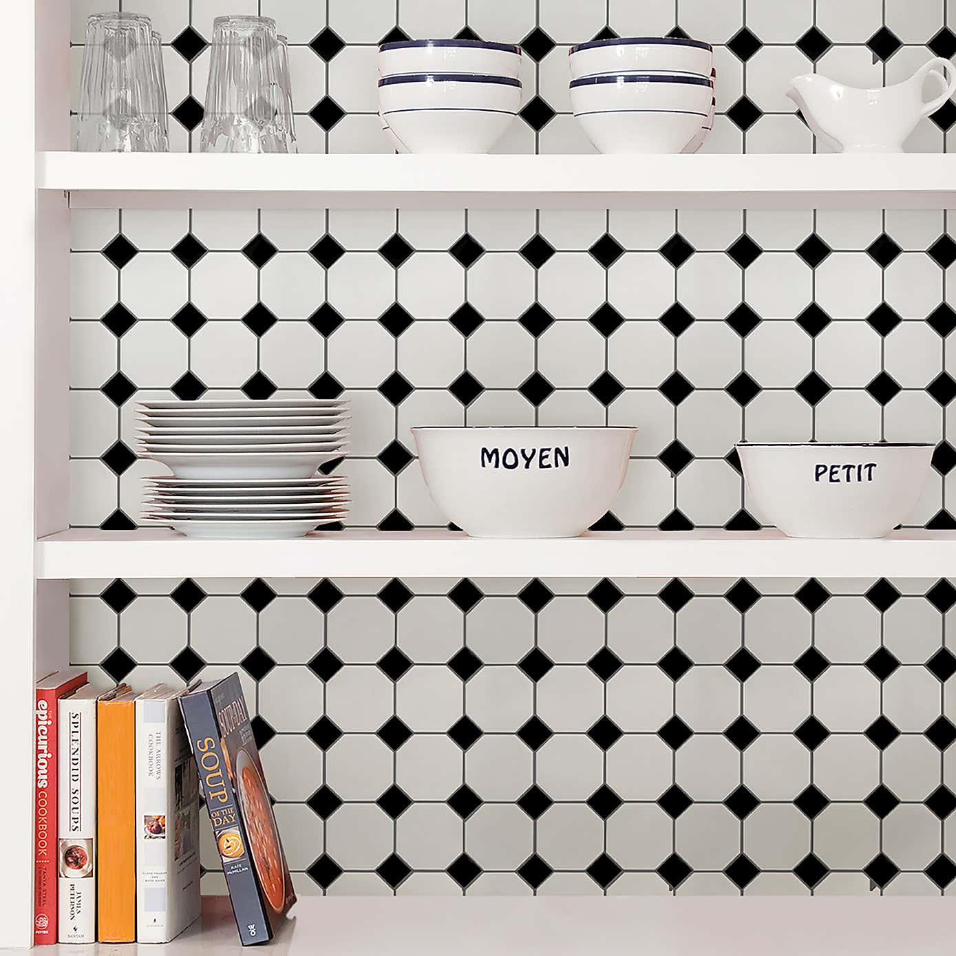 InHome Self Adhesive Backsplash Monochrome Tiles