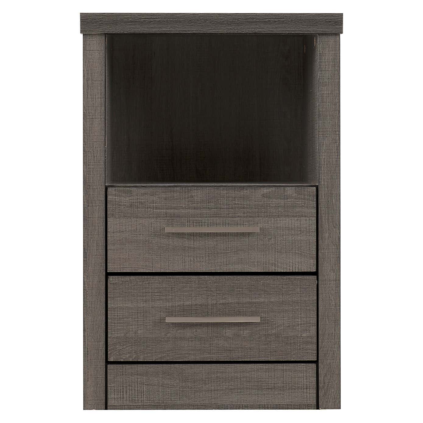 Lennon 2 Drawer & 1 Shelf Bedside Table, Black