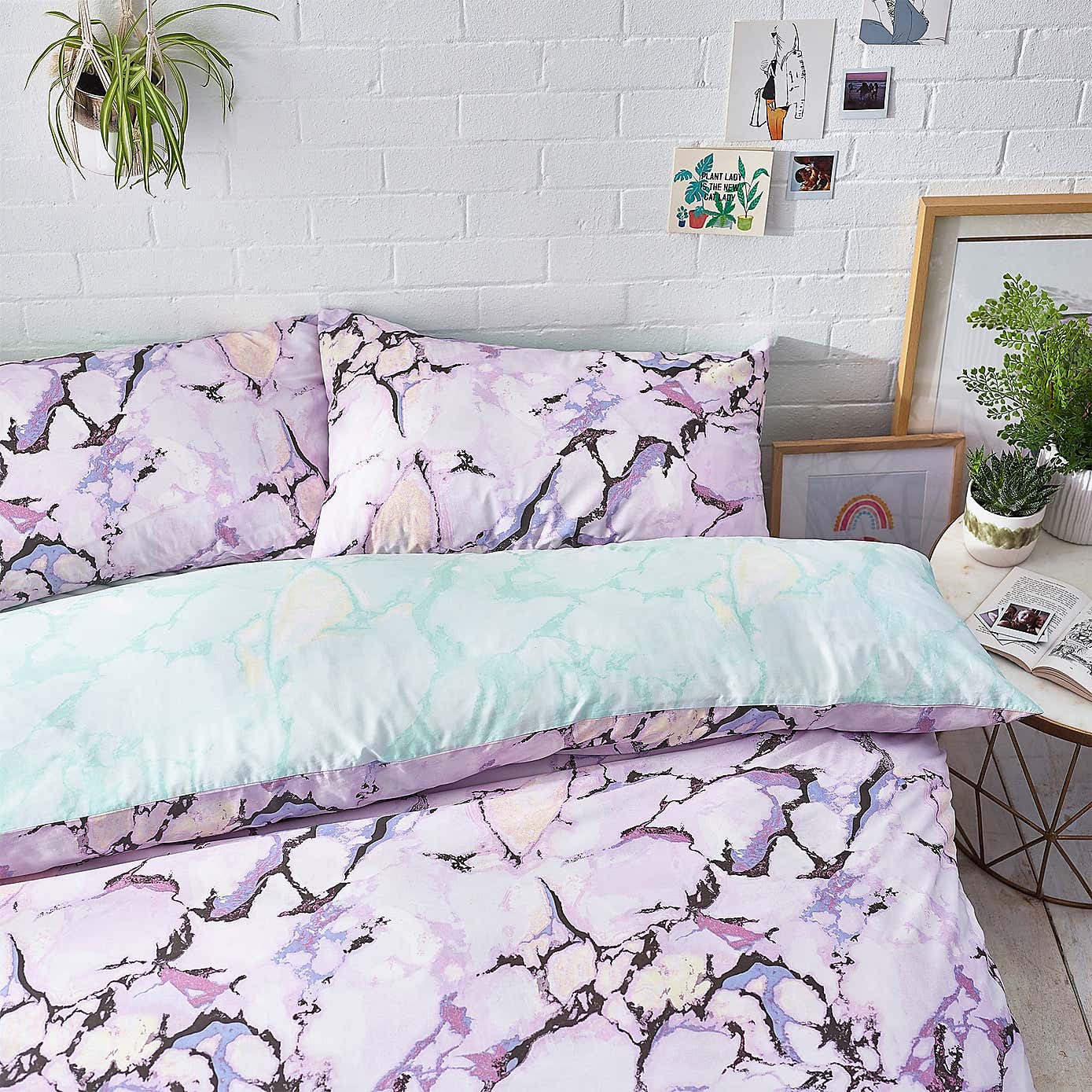 Style Lab Marble Duvet Cover and Pillowcase Set