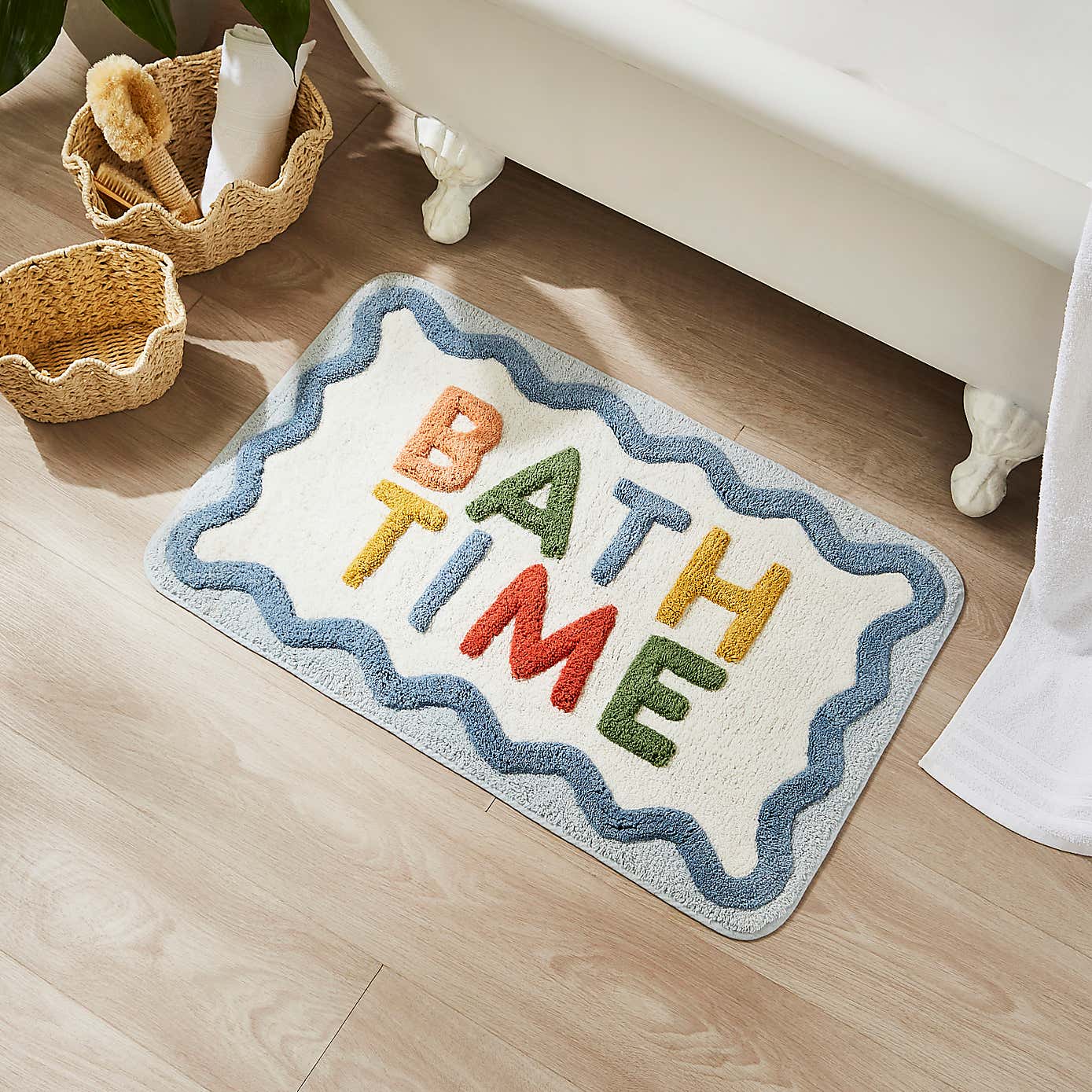 Bath Time Slogan Bath Mat