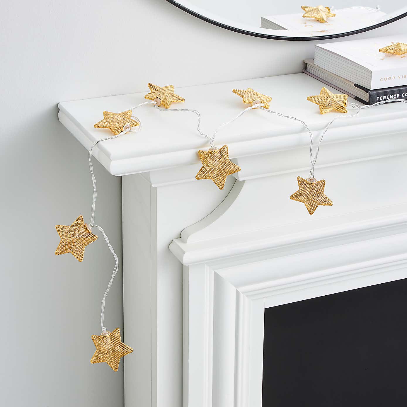 Gold Metal Mesh Star LED String Lights