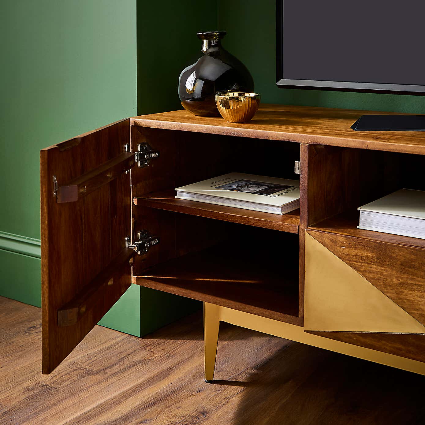 Zadie Extra Wide TV Unit for TVs up to 80", Mango Wood