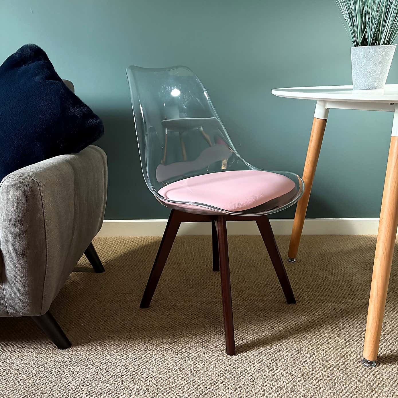 Fusion Living Soho Clear Plastic Dining Chair with Squared Legs