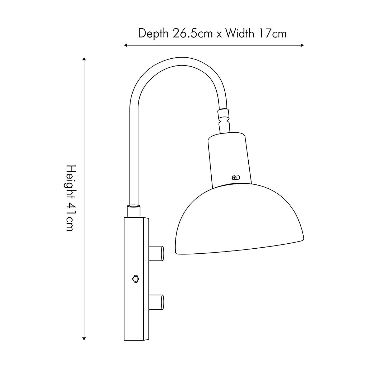 Mayfair Matt Black Domed Task Wall Light