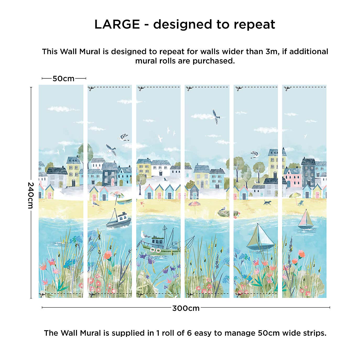 Coastal Town Wall Mural