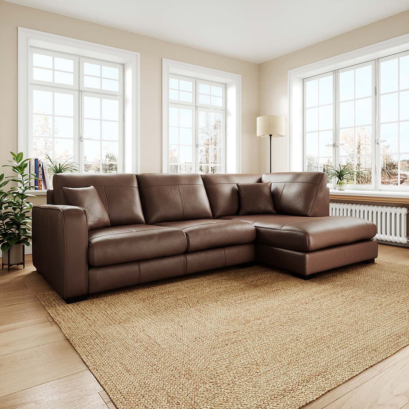 Carson Classic Leather Large Corner Chaise Sofa