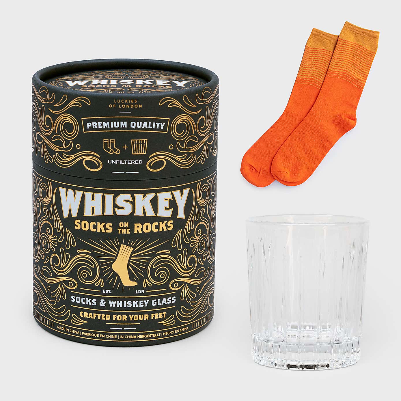 Luckies Socks On The Rocks Glass and Socks Gift Set