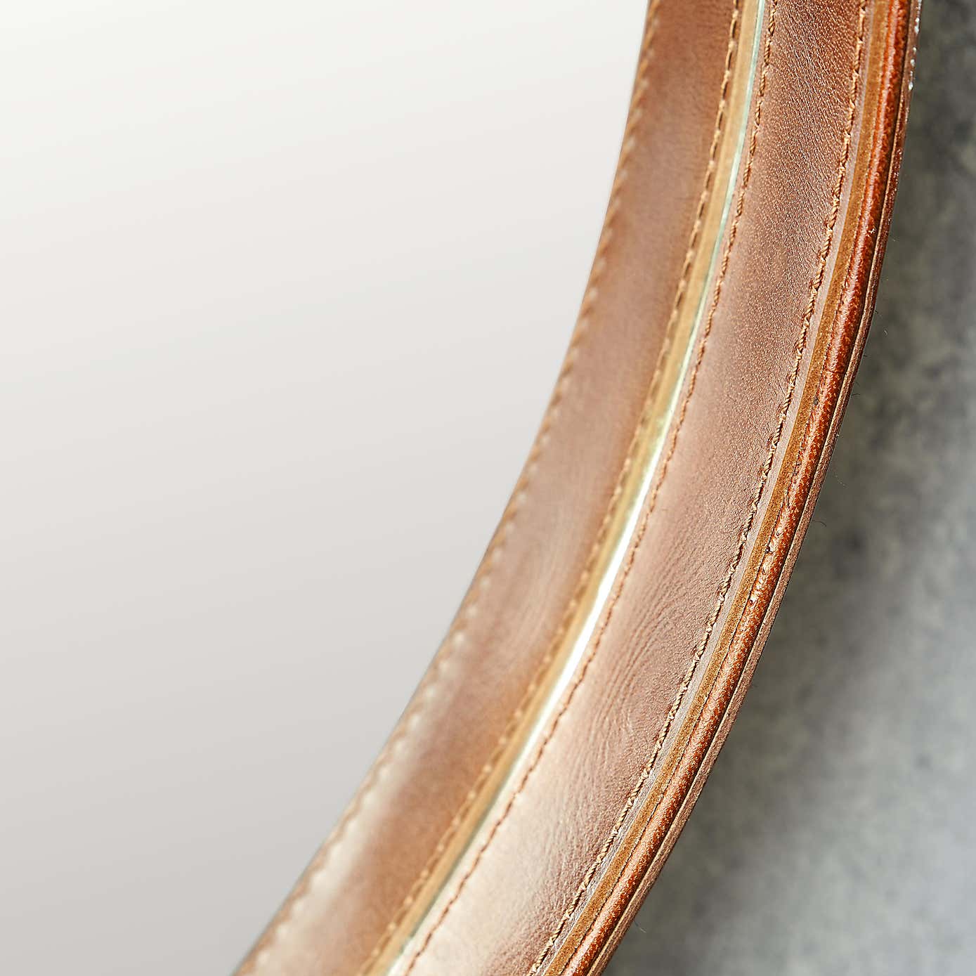 Leather Round Wall Mirror