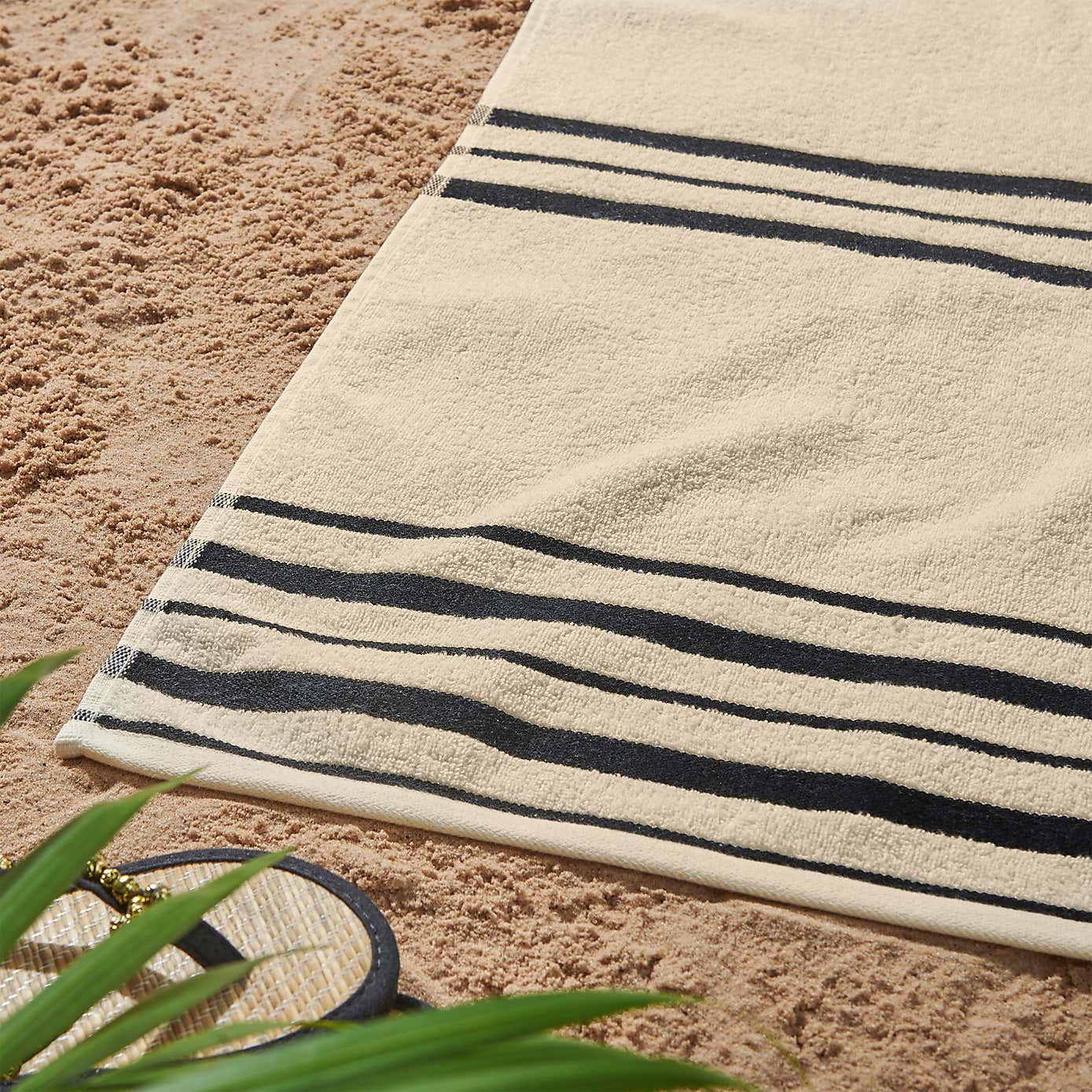 Set of 2 Catherine Lansfield Banded Stripe Cotton Beach Towels