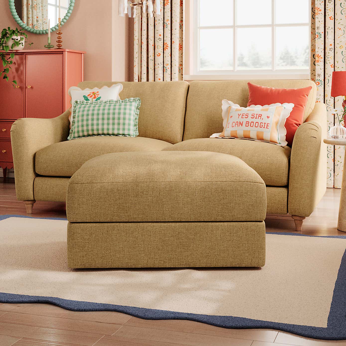 Hattie Slub Faux Linen Storage Footstool