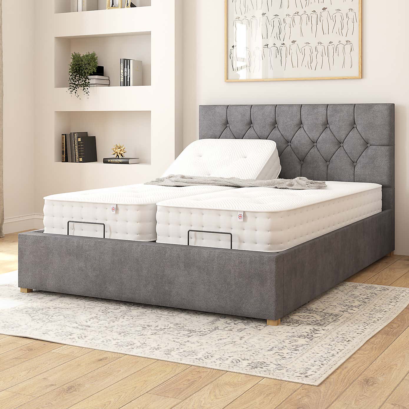 Olivier Plush Velvet Adjustable Bed