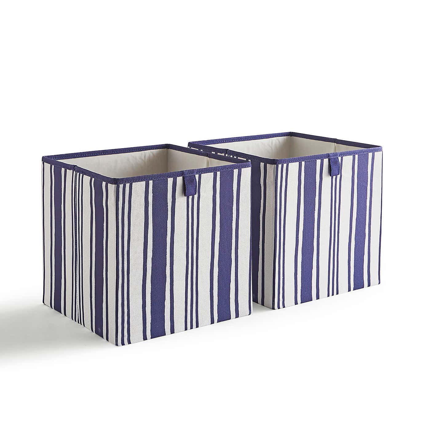 Set of 2 Coastal Stripe Storage Cubes