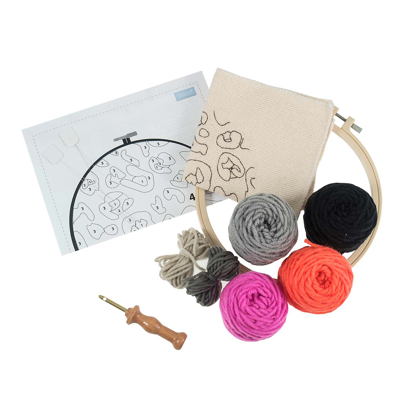 Punch Needle Kit Yarn Hoop Kit Animal Print Mno