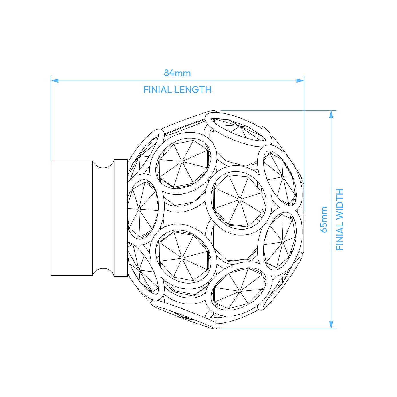 Sphere Chrome Eyelet Curtain Pole Dia. 28mm