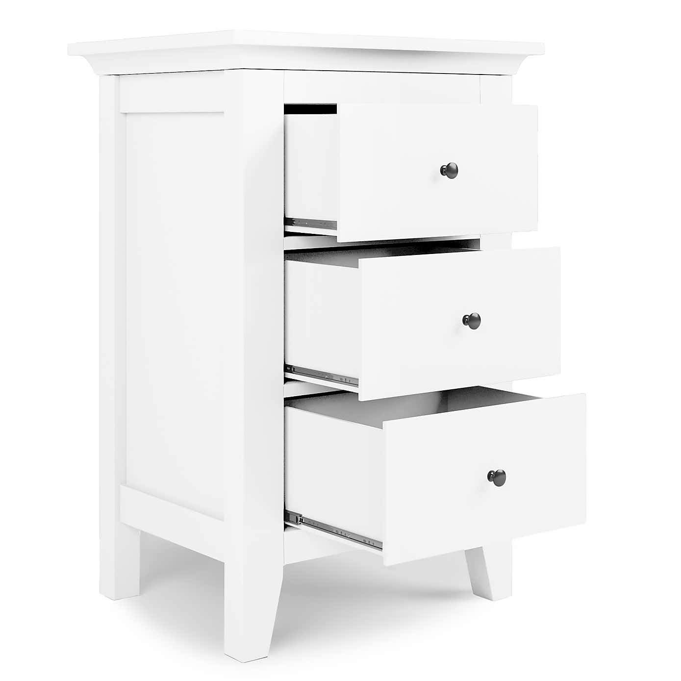 Lynton 3 Drawer Bedside White