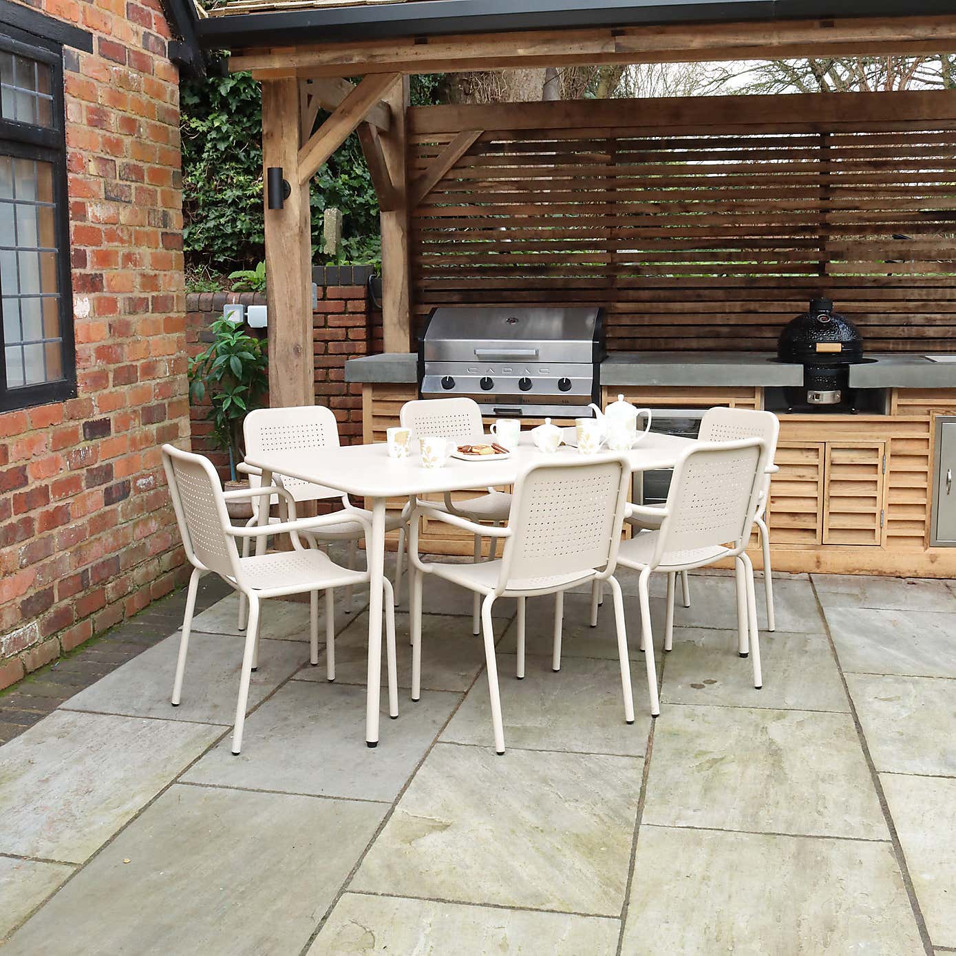 Porto 6 Seater Round Dining Set with Stacking Chairs