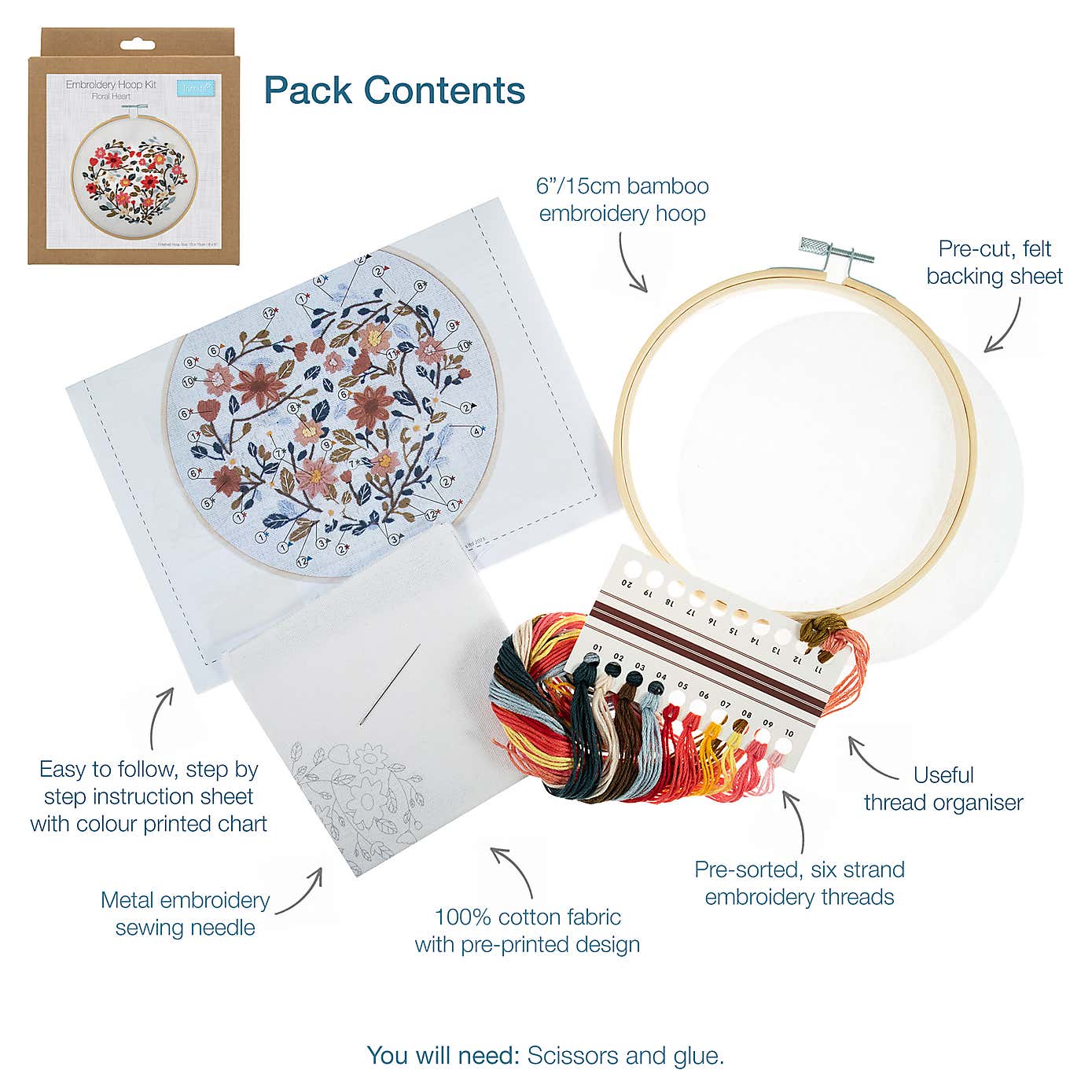 Embroidery Kit Floral Heart