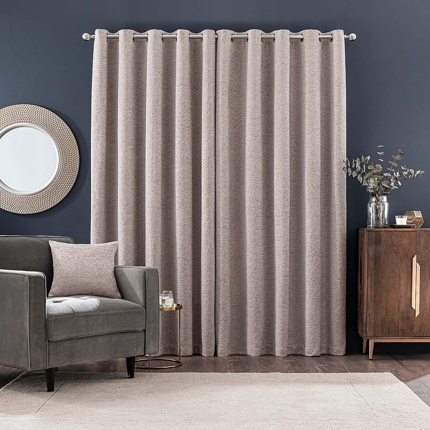 Textured Chenille Eyelet Curtains