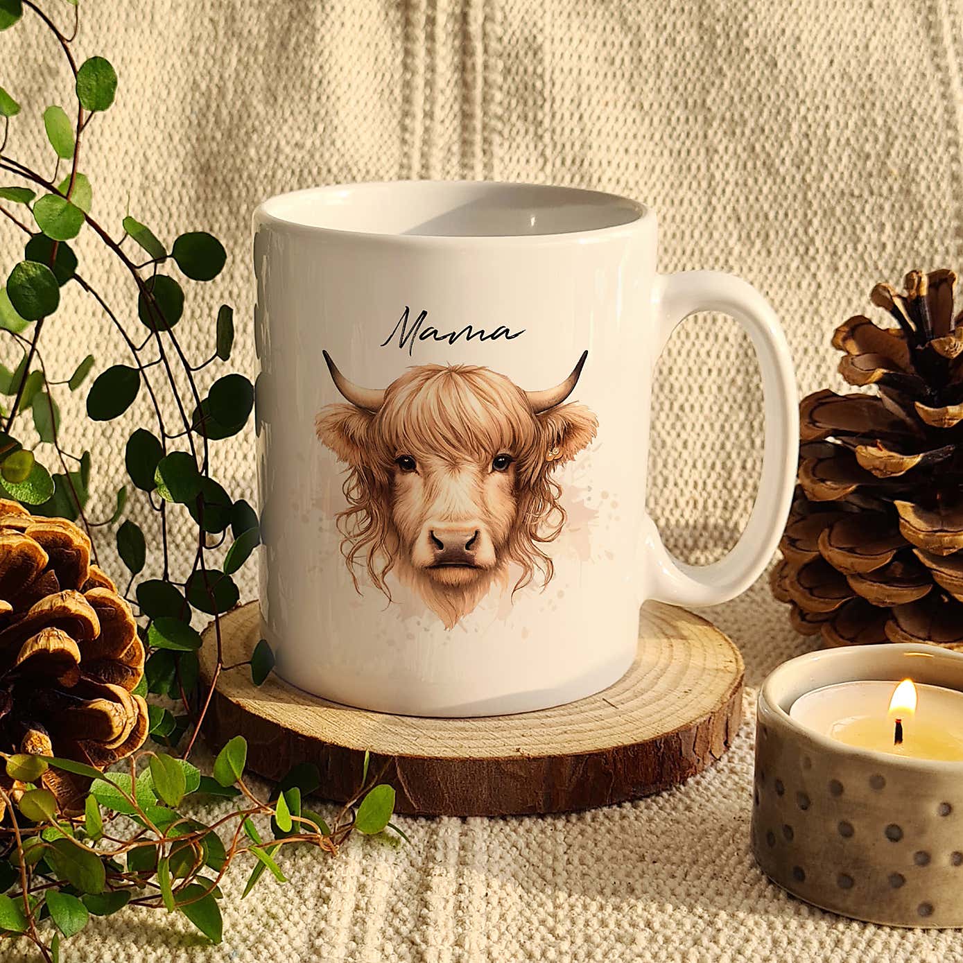 Personalised Female Highland Cow Mug