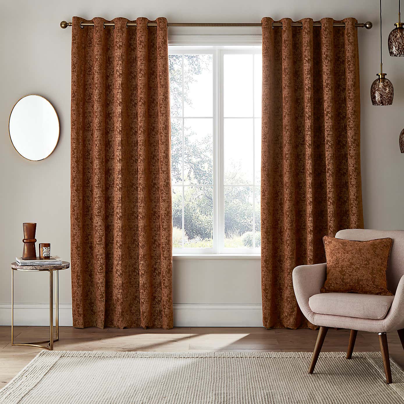 Mottled Chenille Eyelet Curtains