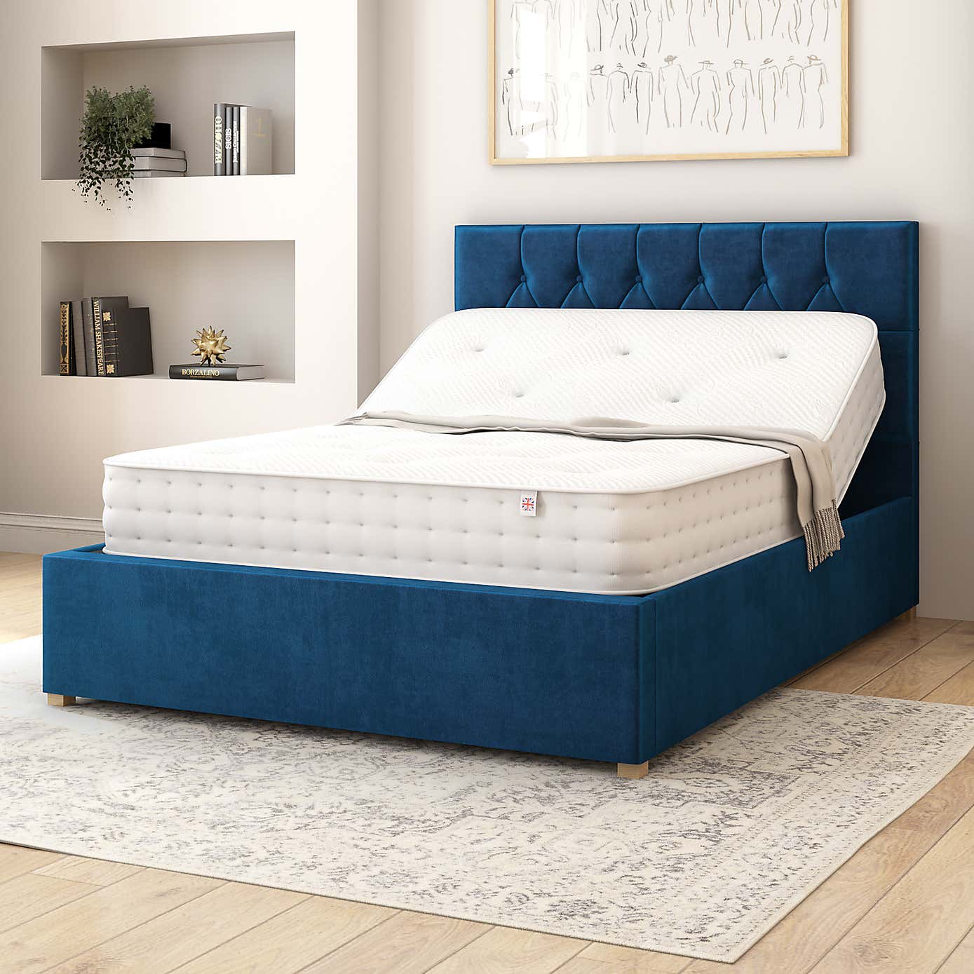 Olivier Plush Velvet Adjustable Bed