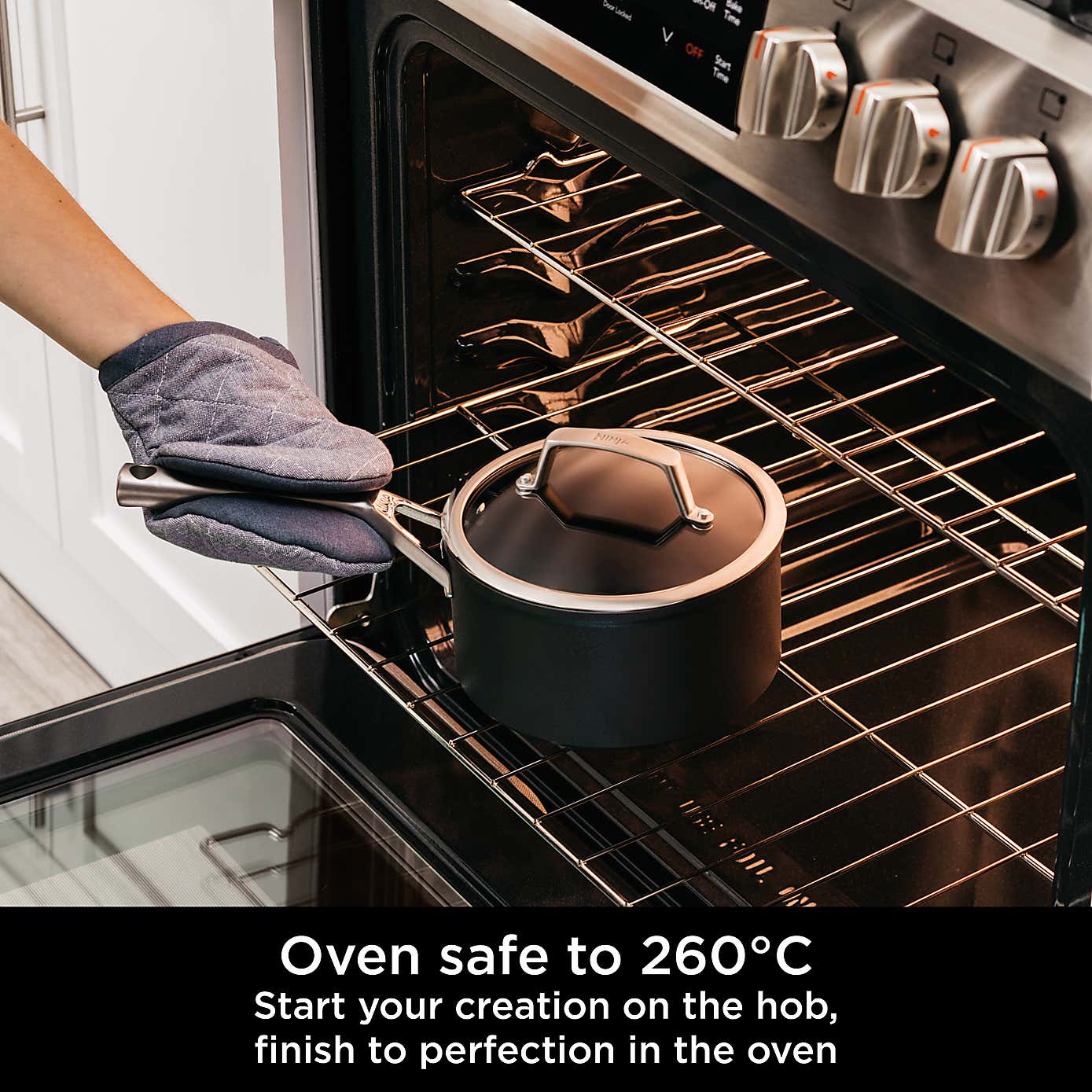 Ninja ZEROSTICK Hard Anodised Saucepan with Lid, 20cm