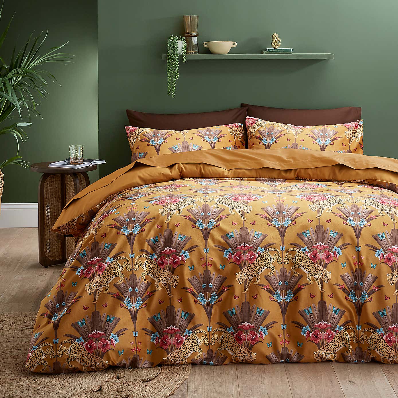 Yael Jungle Leopard Ochre Duvet Cover and Pillowcase Set